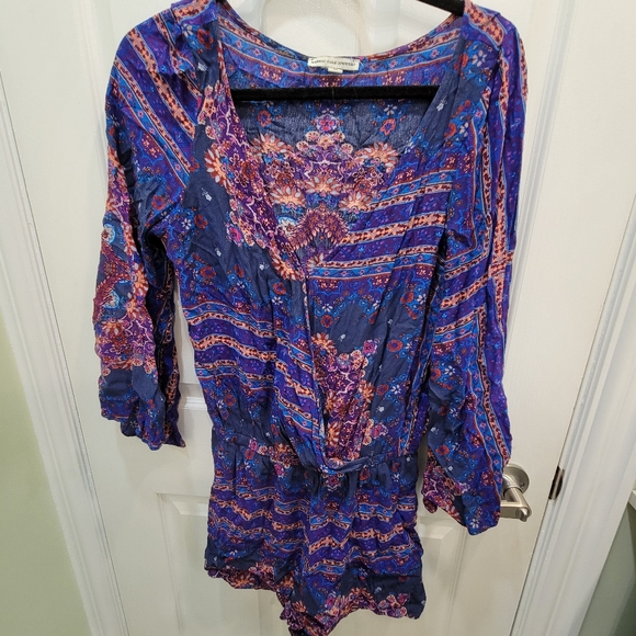 American Eagle Purple Bell Sleeve Wrap style Romper - Picture 1 of 2